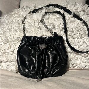 BADGLEY MISCHKA Black Gathered Leather Shoulder Bag
